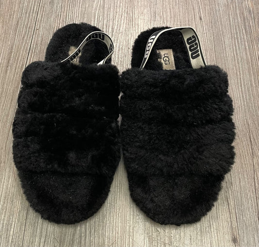Black UGG Fluff Yeah Slides, 5Y