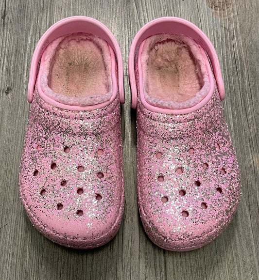 Glitter Pink Crocs Fleecelined Clog, 3Y