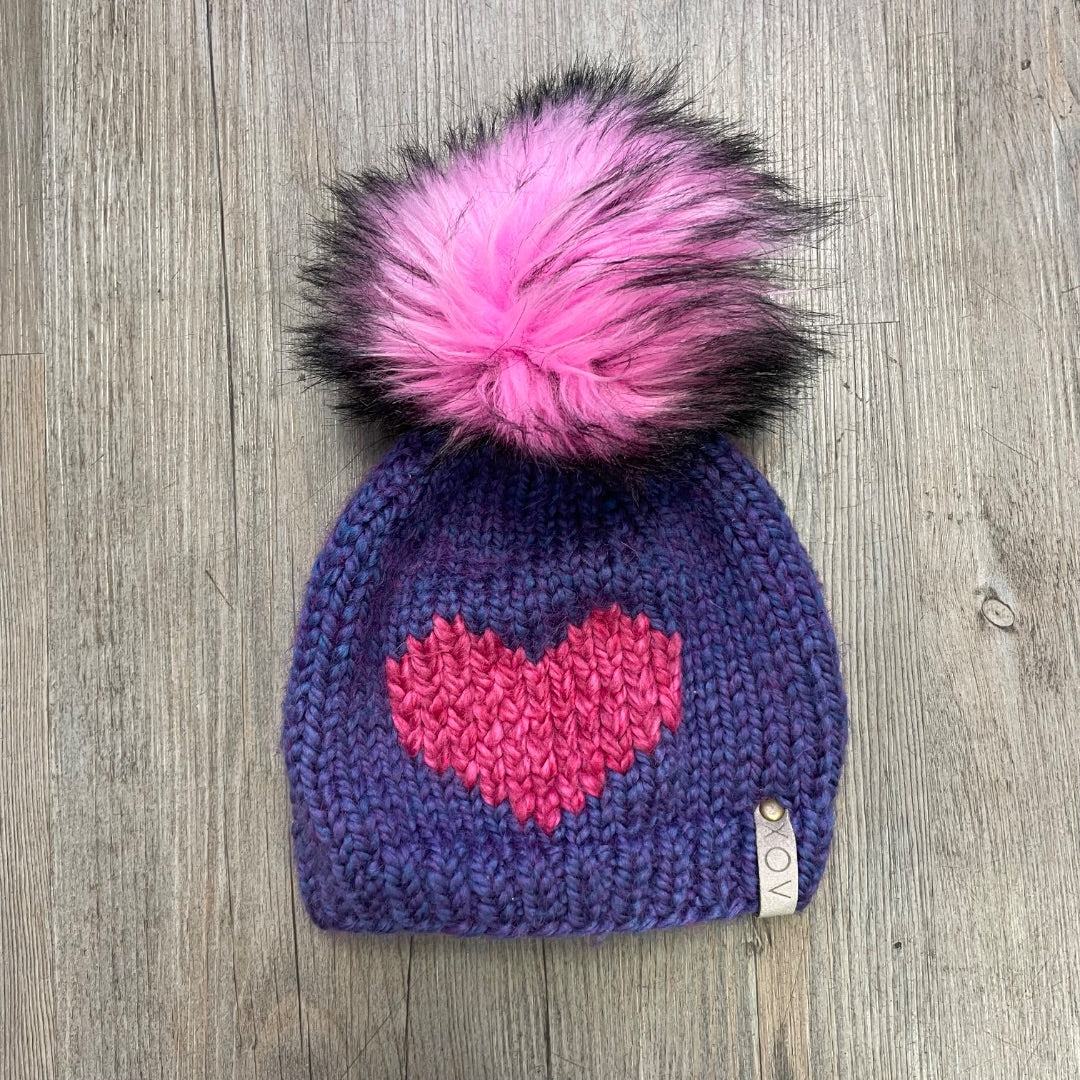 Purple Carters Knit Pom Hat, 6Y