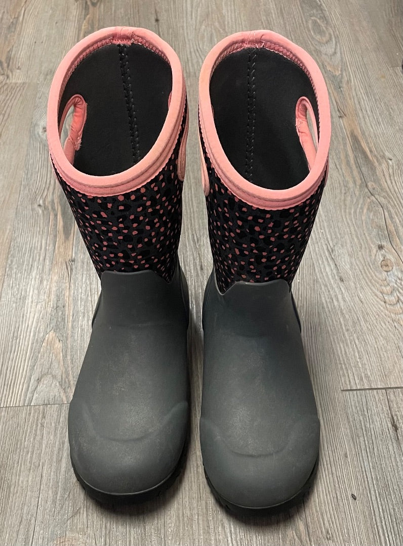 Grey,Pink Bogs Winter Boots, 1Y