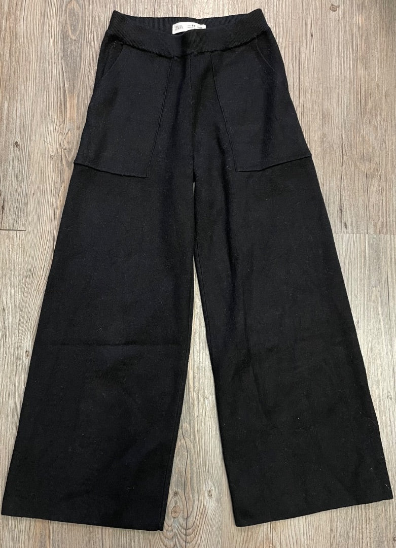 Black Zara Knit Wide Bottom Jeans, 8-9Y