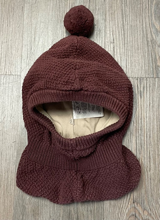 Faded Maroon Wheat Knit Pom Hat, 3-5Y