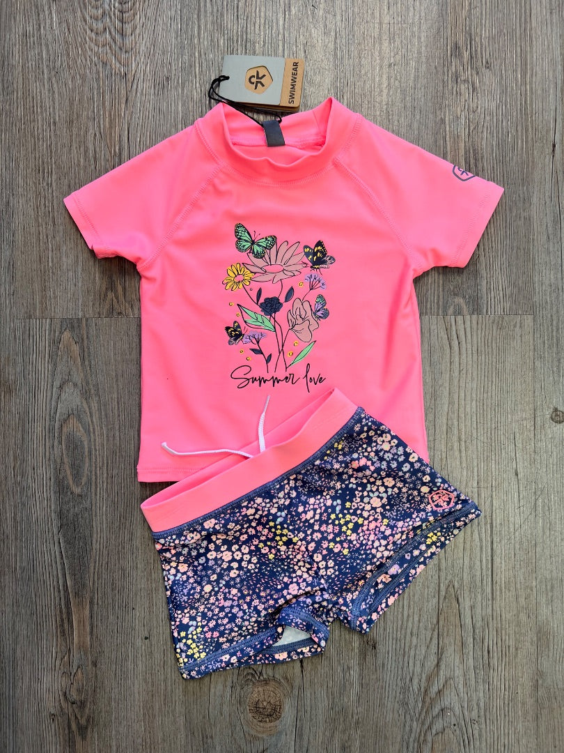 Pink  Color Kids Rash Guards, 1Y