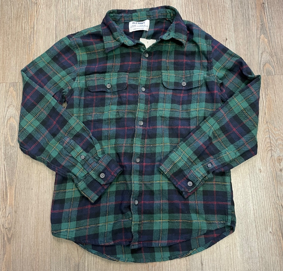 Plaid, Green Old Navy Long Sleeve  Shirt, 10-12Y