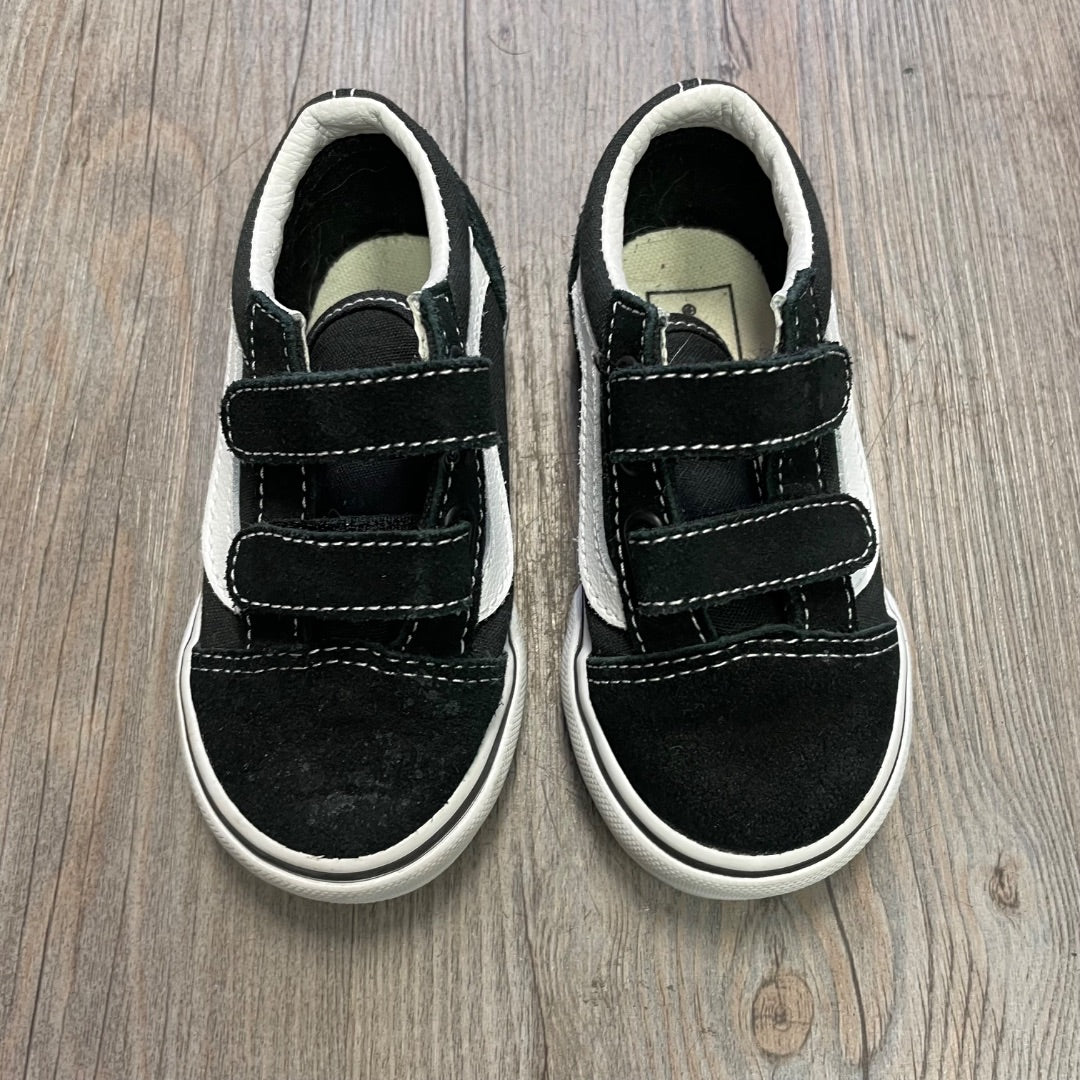 Black Vans Velcro Shoes, 7T