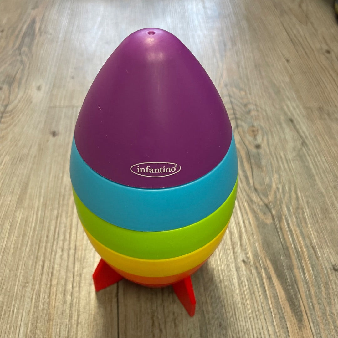 Rainbow Colour Infantino Rocket Stacker, Pre-owned
