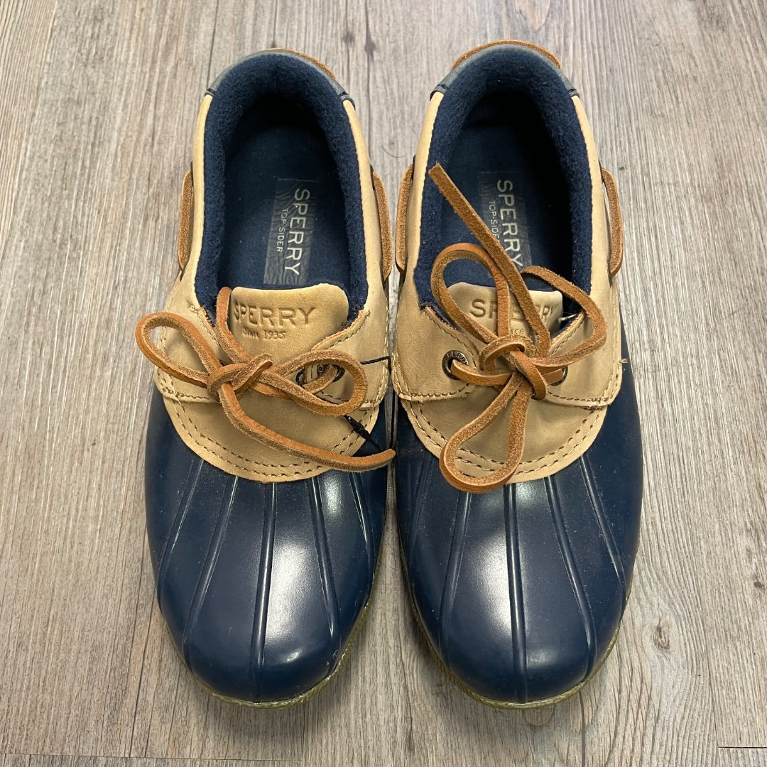 Navy Sperry Salt Water 1 Eye Duck Shoes, 5Y