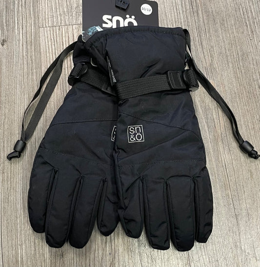 Black Sno Waterproof Winter Gloves, 10-12Y