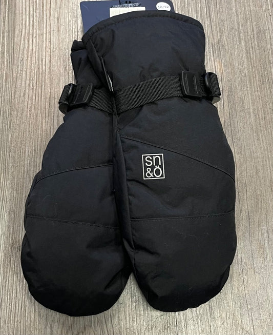 Black Sno Waterproof Winter Mittens, 10-12Y