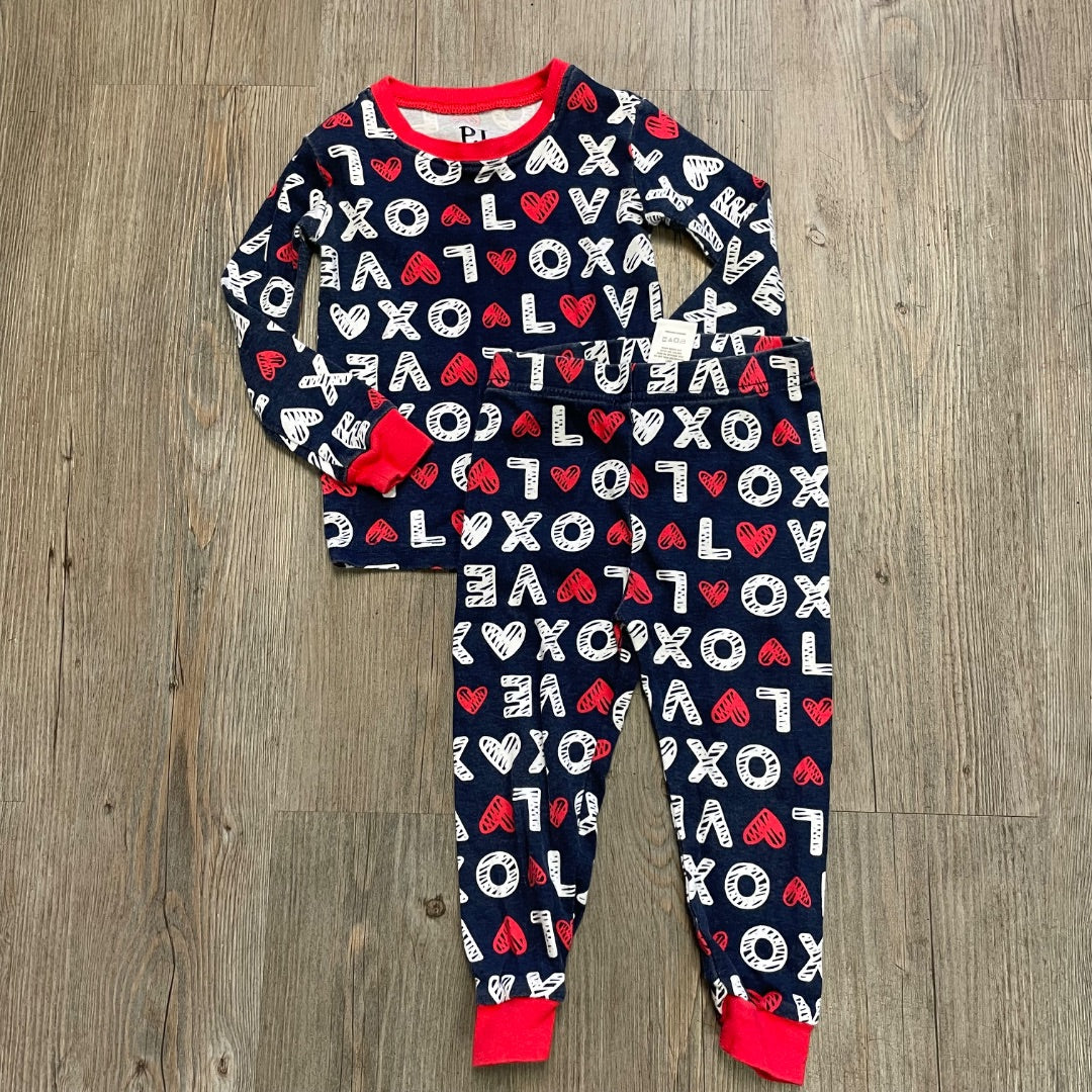 Hearts Print Childrens Place 2PC PJ Set, 2Y