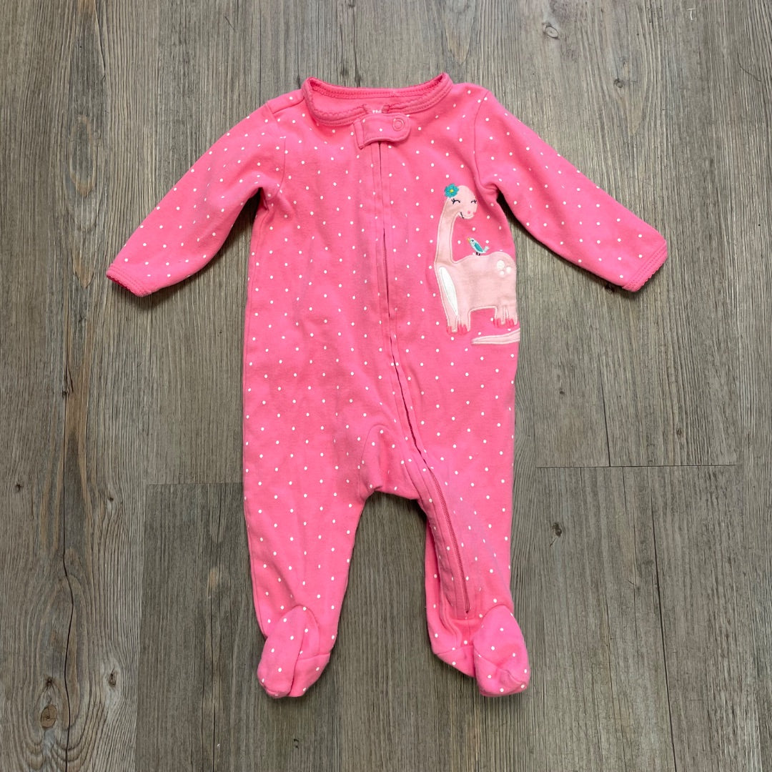 Pink Carters PJ Onesie, 3M