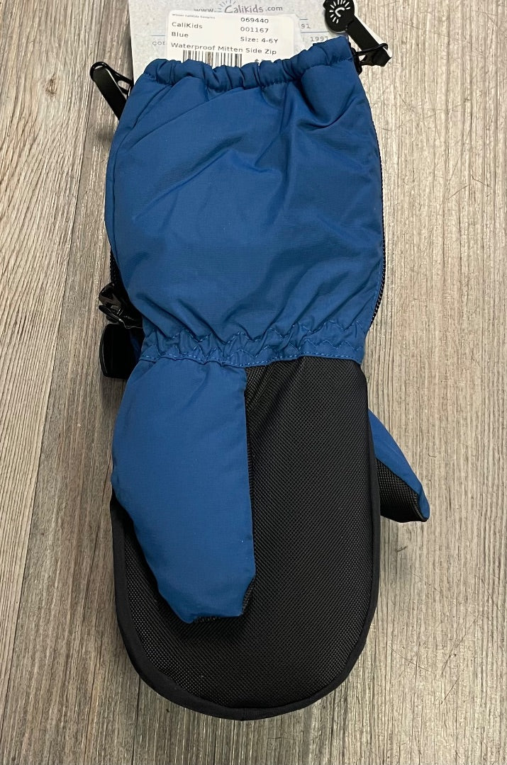 Blue CaliKids Waterproof Mitten Side Zip, 4-6Y