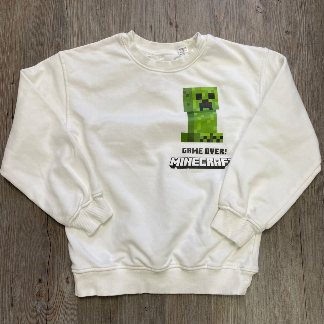 White H&M Sweatshirt Minecraft, 6-8Y