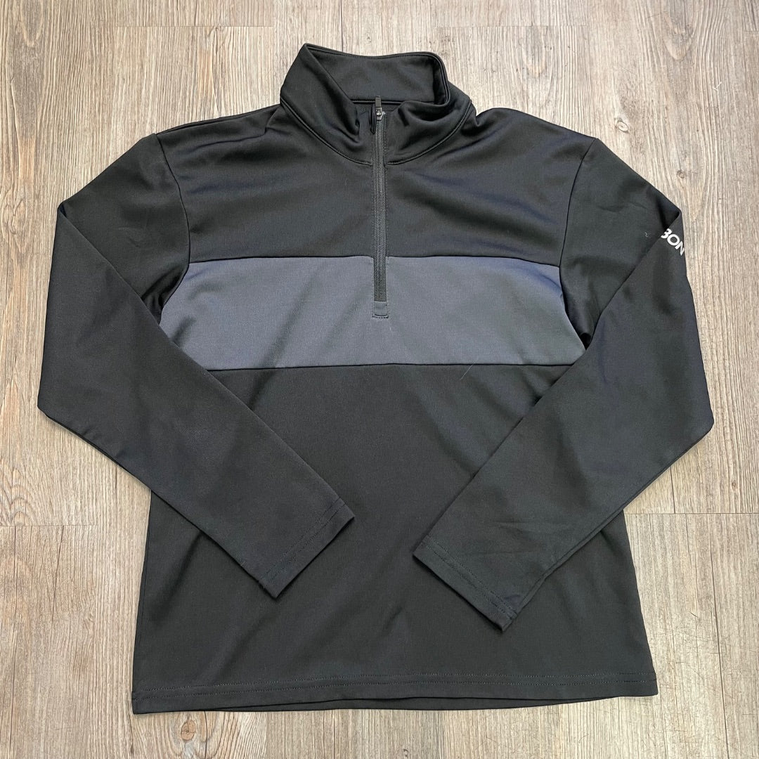 Black Grey Karbon 3/4Zip Base Layer Top, 10-12Y