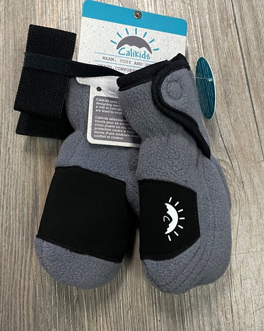 Grey CaliKids Fleece Mittens, 18M-3Y