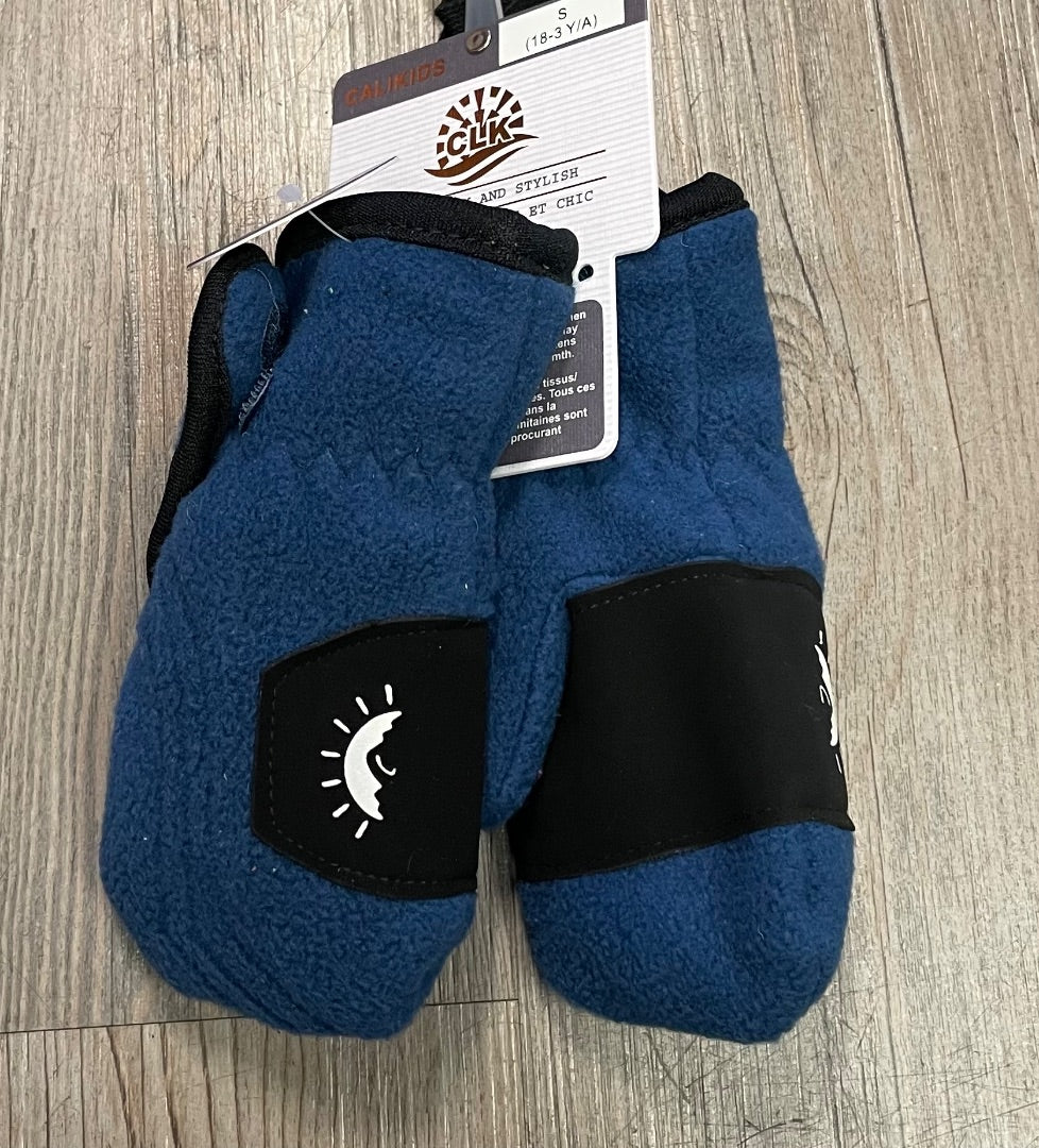 Blue CaliKids Fleece Mittens, 18M-3Y