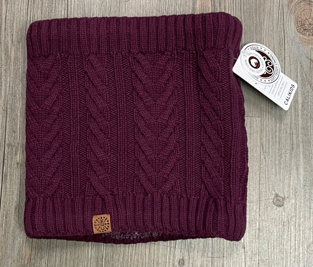 Burgundy CaliKids Soft Knit Cotton Neck Warmer, One Size