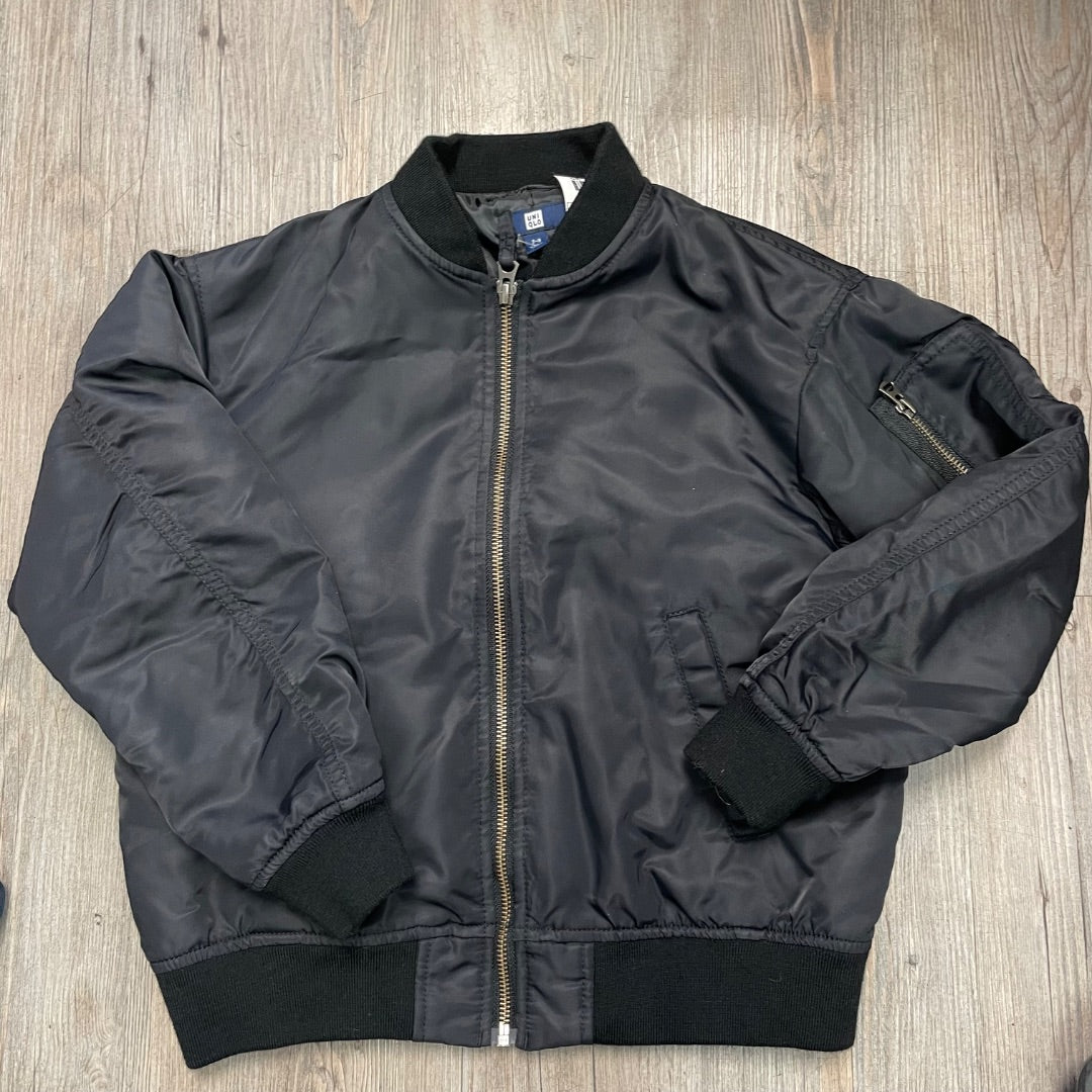 Black Uniqlo Nylon Bomber Jacket, 7-8Y