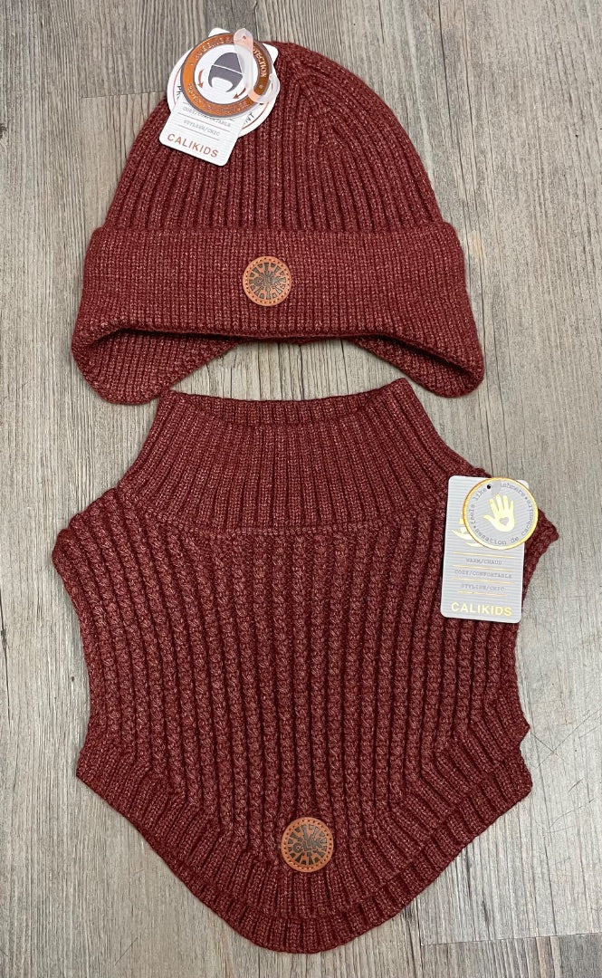 Rust CaliKids 2 Pcs Knit Hat & Neck Warmer, 2-5Y