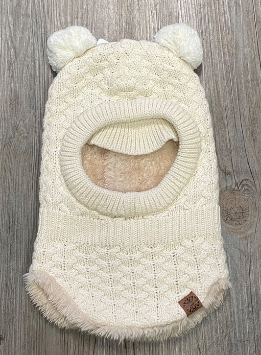 Cream CaliKids Knit Balaclava 100% Cotton, 9-24M
