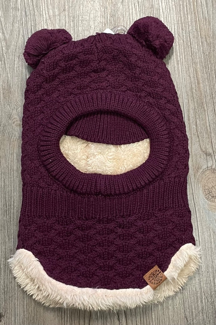 Burgundy CaliKids Knit Balaclava 100% Cotton, 9-24M