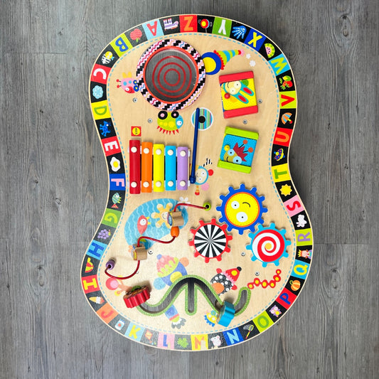 Red Alex Jr Sound and Busy Wooden Activity Table, 26*15 inches