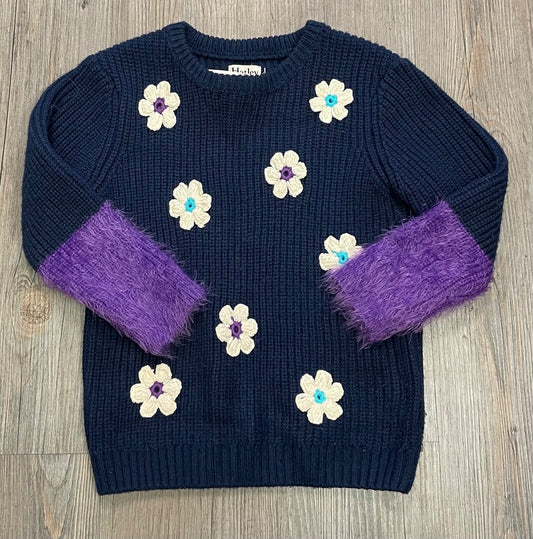 Navy, Floral Hatley Knit Sweater, 4Y