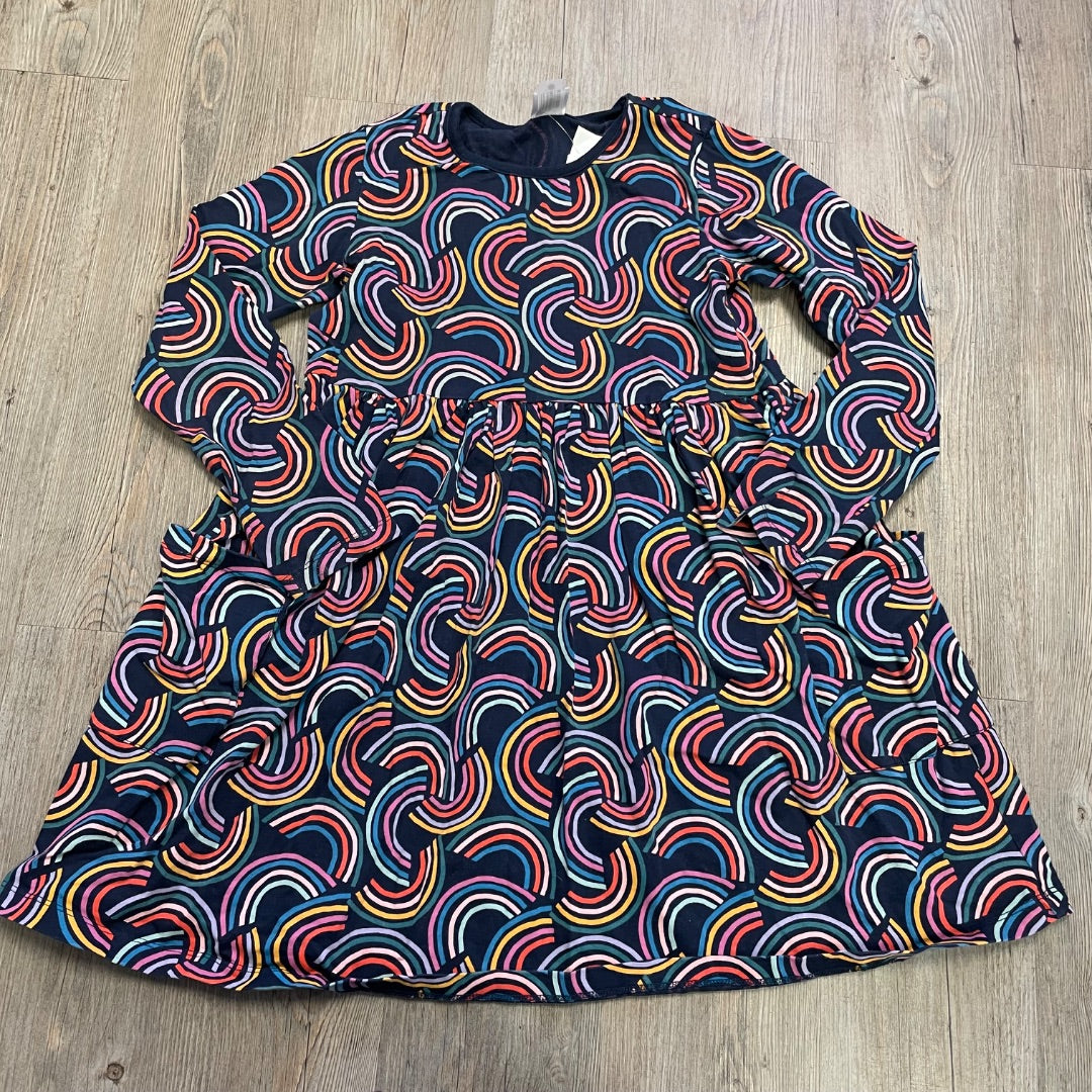 Rainbow Print Hanna Anderson Long Sleeve Dress, 12Y