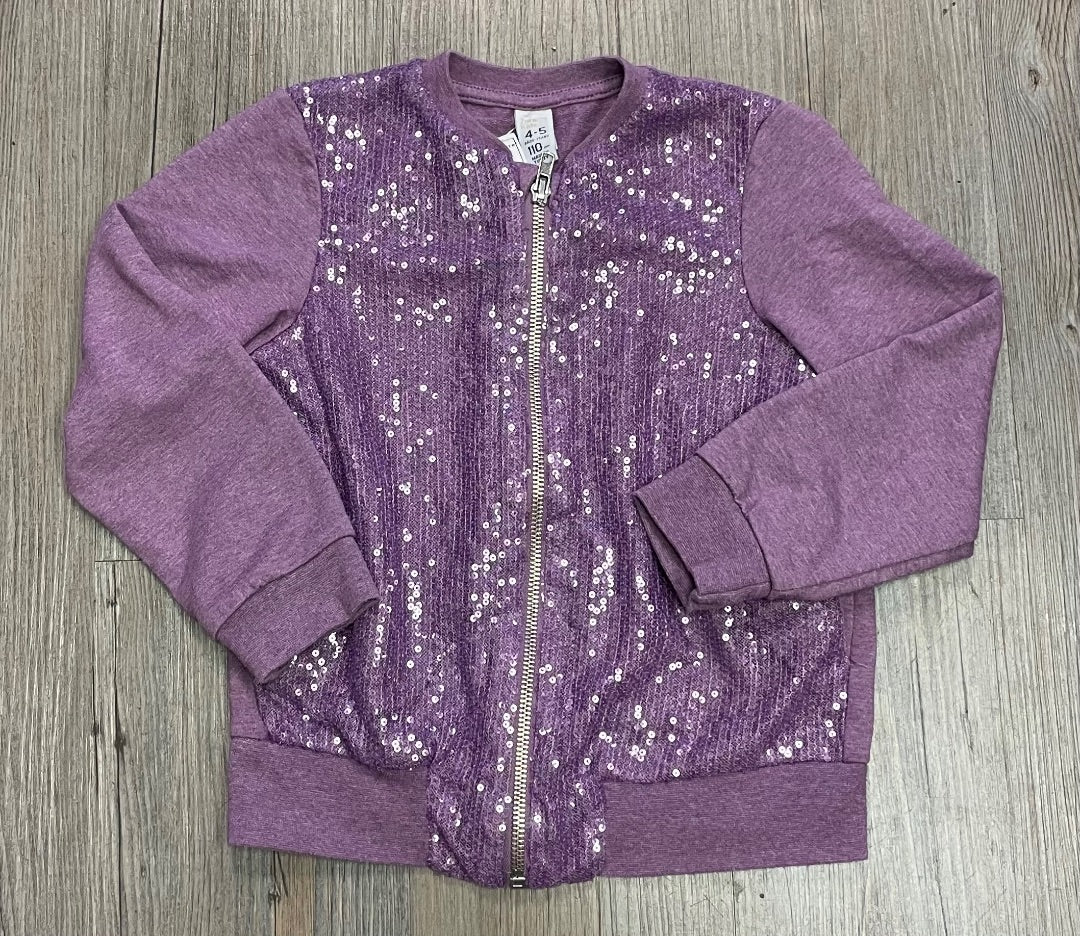 Purple Zara Sequins Zip sweater, 4-5Y