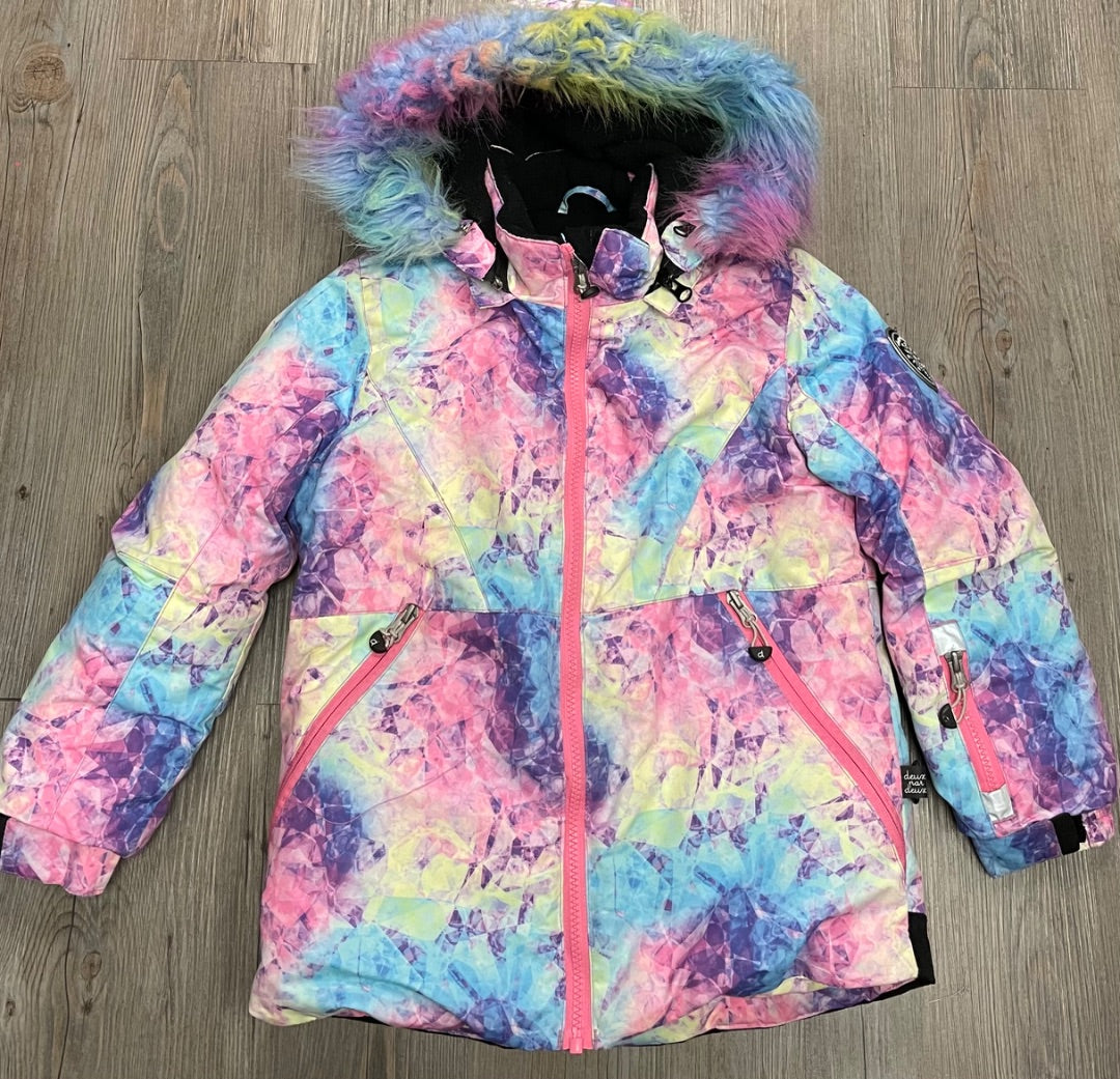 Multi Colour Deux Par Deux Winter Jacket, 6Y