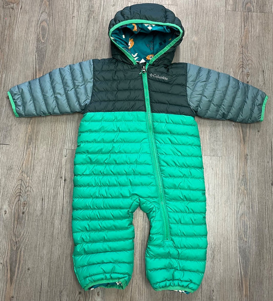 Green Columbia Puffer Reversible Snow Suit, 12-18M