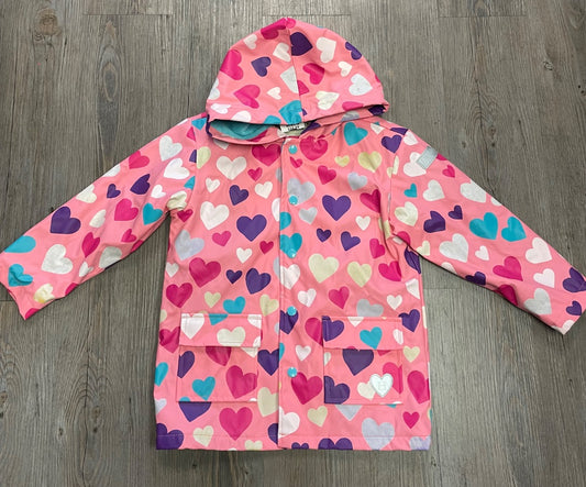 Multi Colour Hearts Hatley Changing Colour Rain Jacket, 5Y