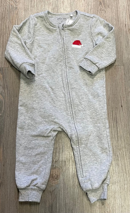 Grey Petit Lem Holiday PJ Onesie, 9M