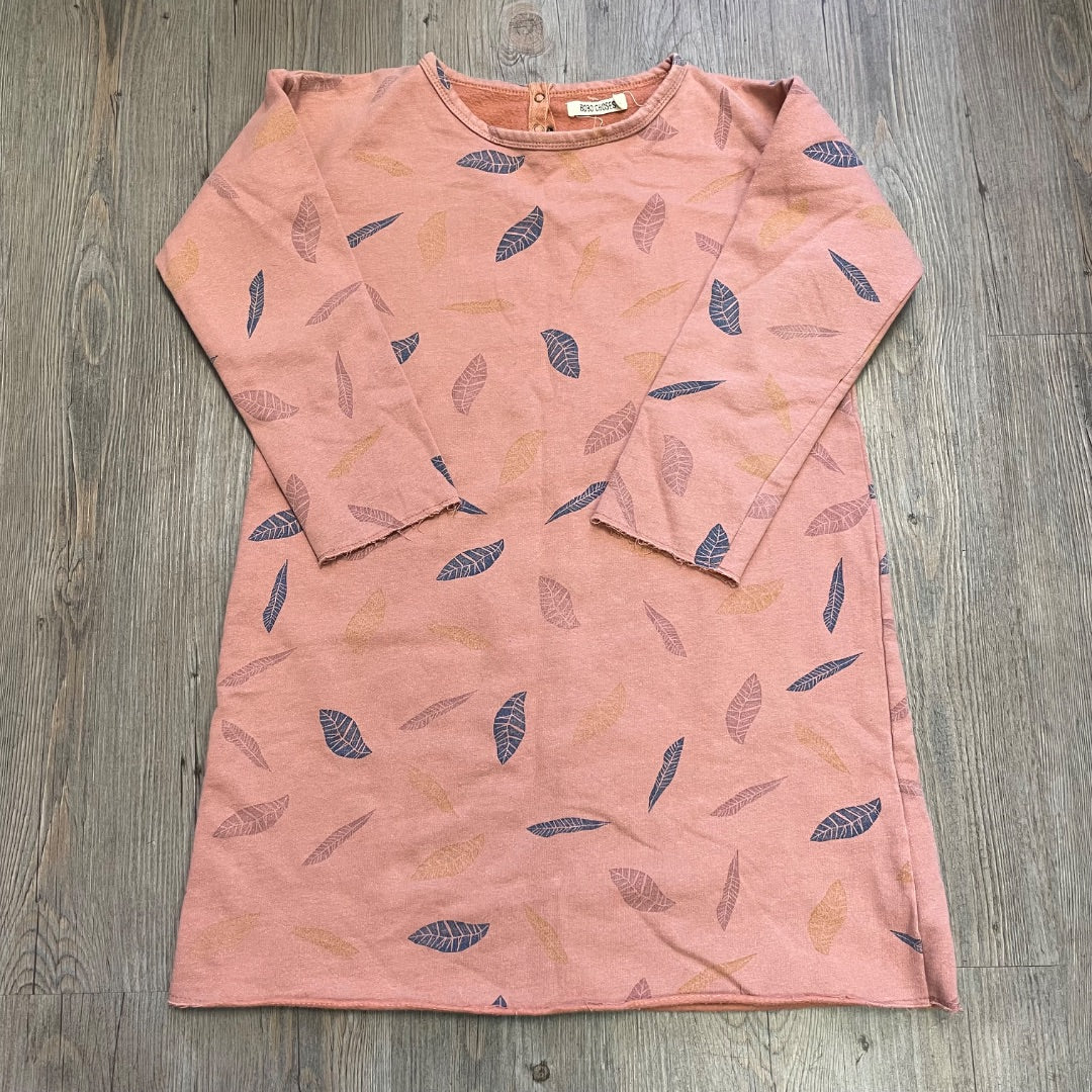Leaf Print Bobo Choses LS Dress, 8-9Y