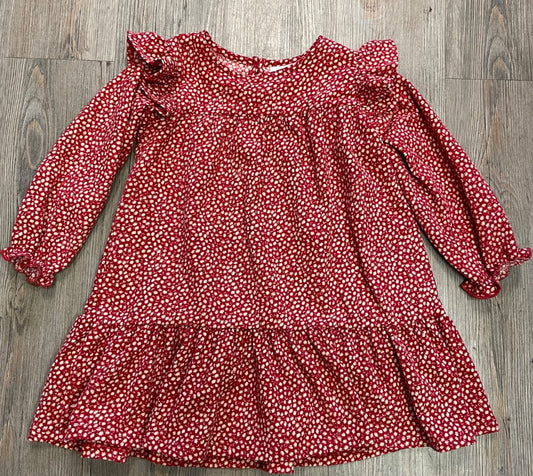 Red Zara Long Sleeve Dress, 3-4Y