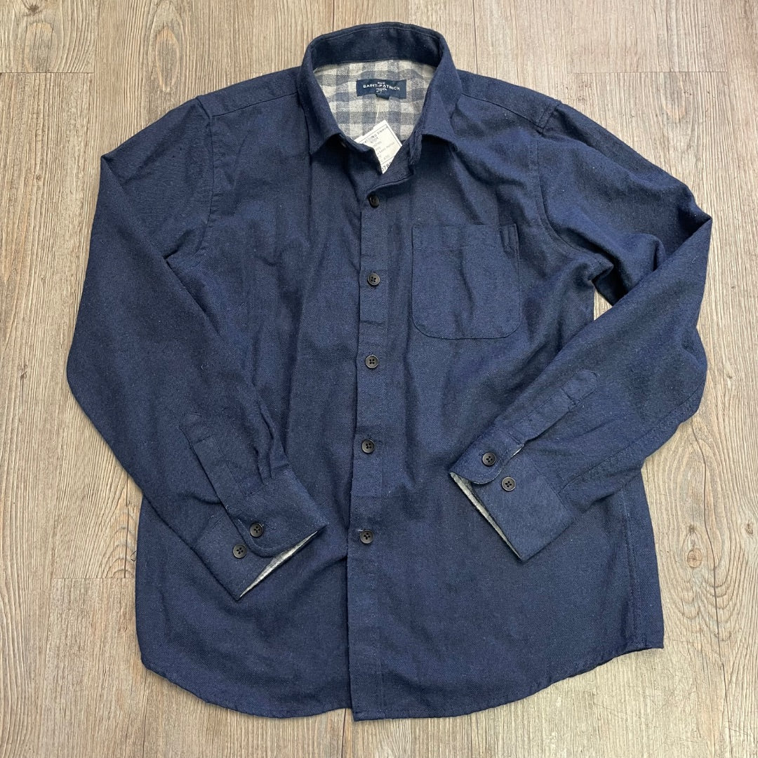 Navy Rue Saint -Patrick Flannel Long Sleeve Shirt, 10Y