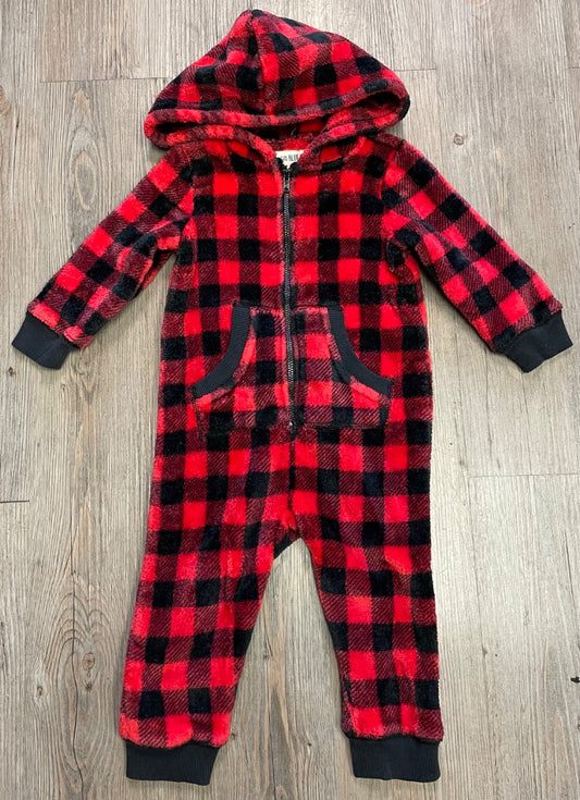 Red Plaid Little Blue House Fleece Pj Onesie, 18-24M