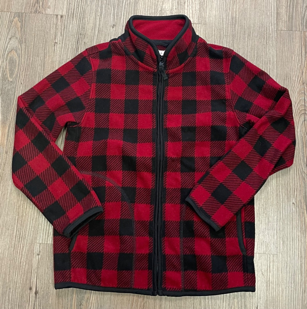 Plaid Red Uniqlo Fleece Zip Jacket, 7-8Y