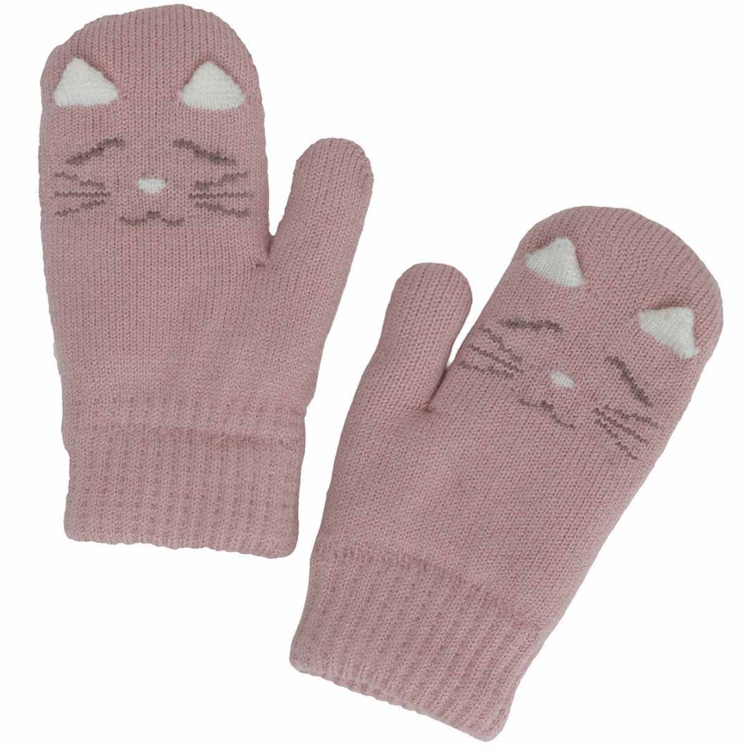 Pink CaliKids Cat Soft Touch Mitten, 2-5Y