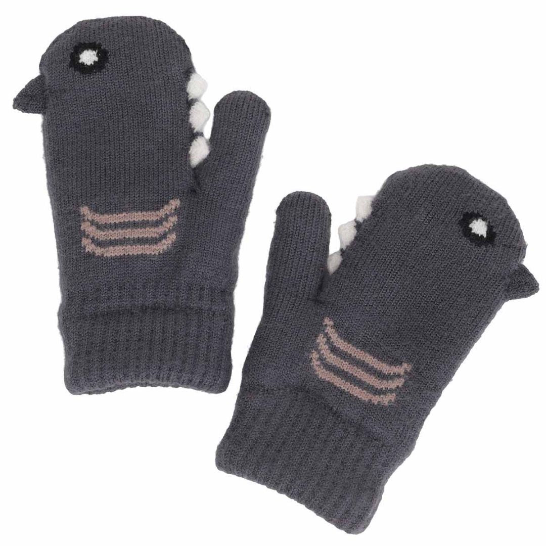 Grey CaliKids Shark Soft Touch Mitten, 2-5Y