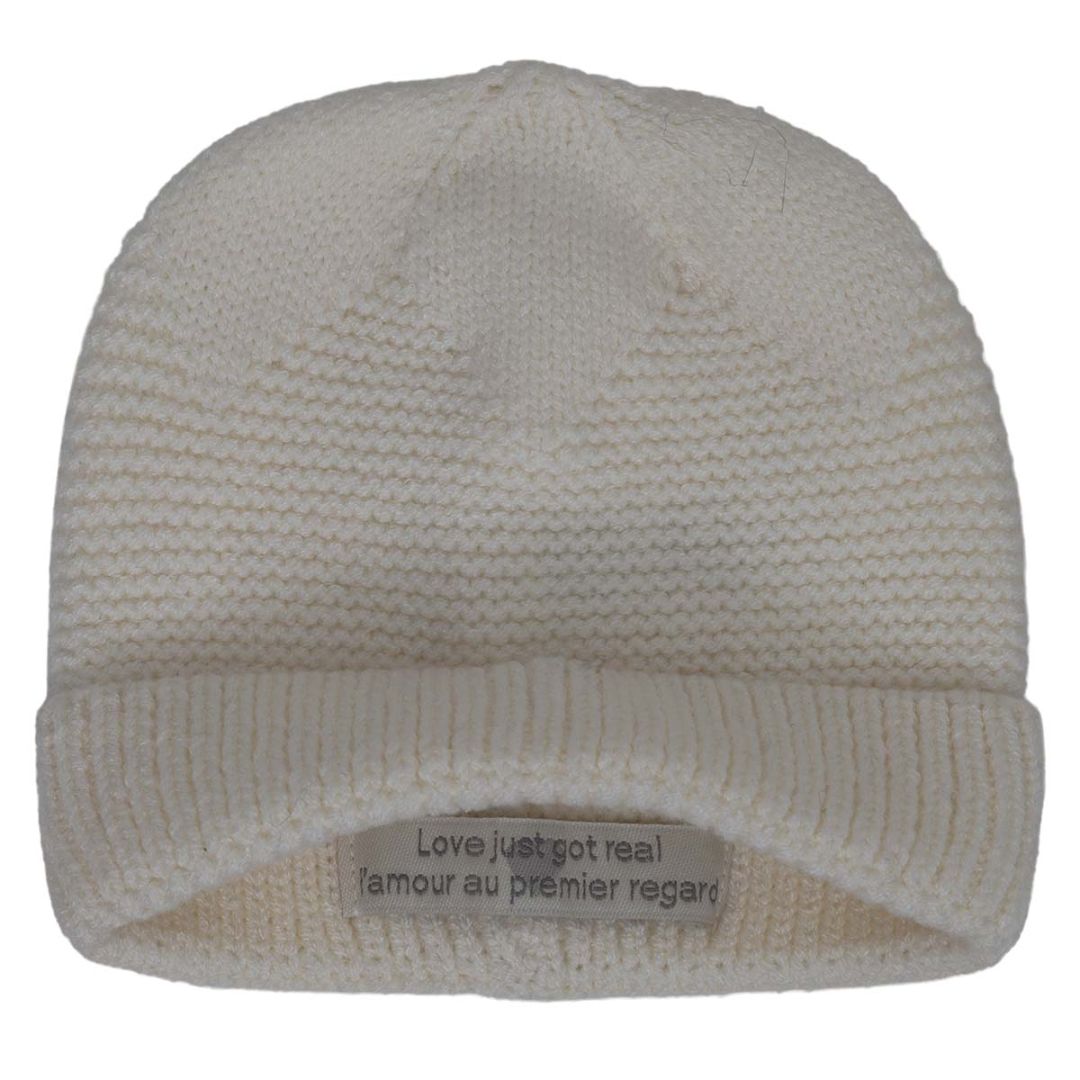 Cream CaliKids Knit My First Hat, 0-9M