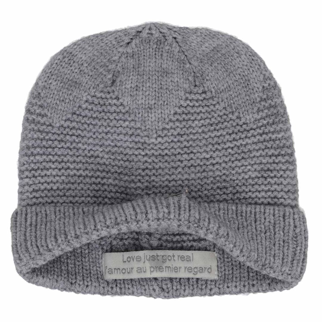 Light Grey CaliKids Knit My First Hat, 0-9M