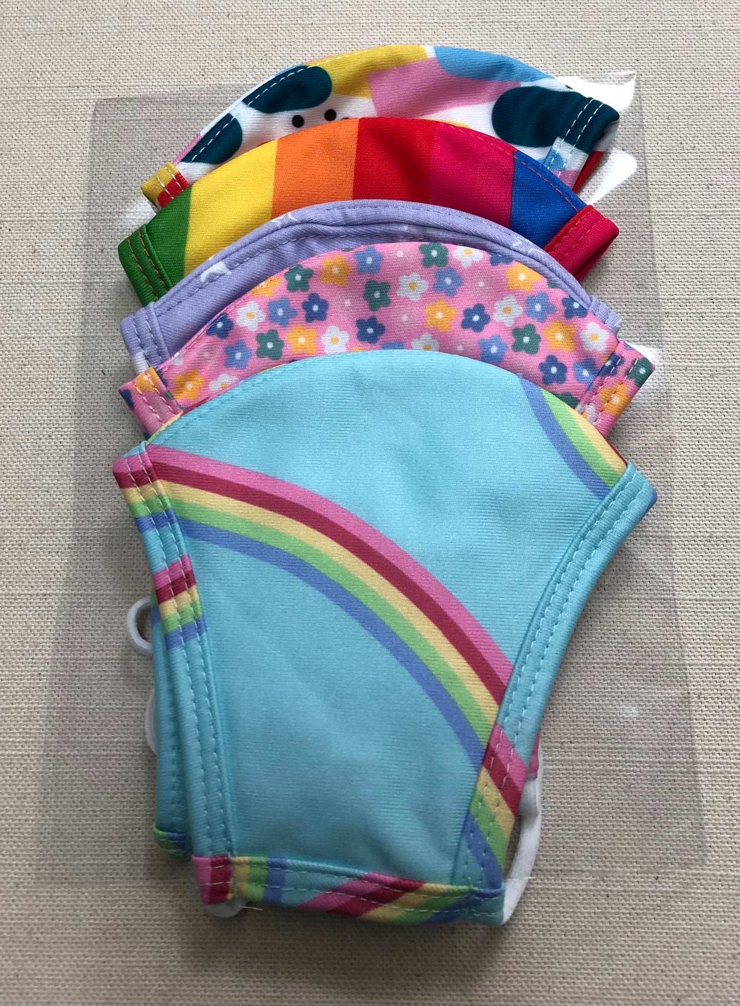 Multi  5Pack Fabric FaceMasks, 4-12Years