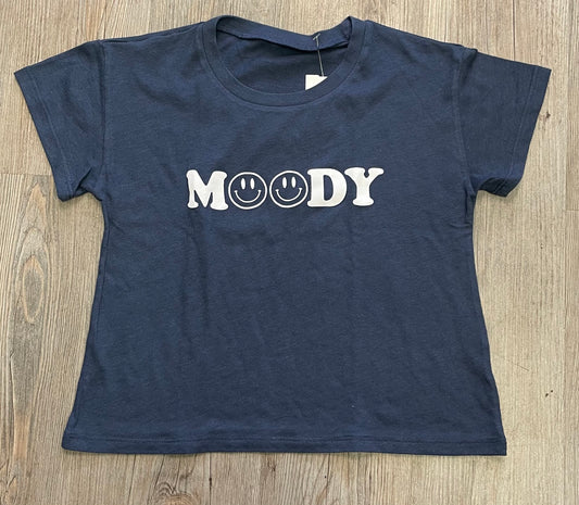 Navy  Moody Cropped Tee, 10-12Y
