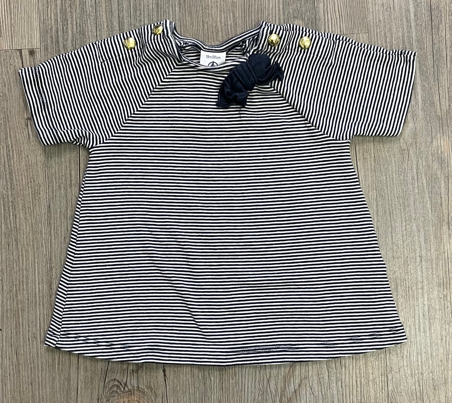 Navy  Petit Bateau Striped Tee, 18M