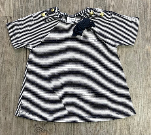 Navy  Petit Bateau Striped Tee, 18M
