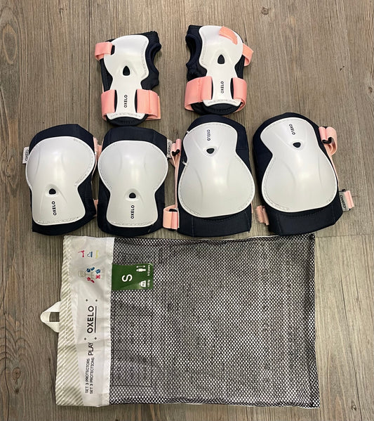 White  Oxelo Protective Pads Set, 9-15Y