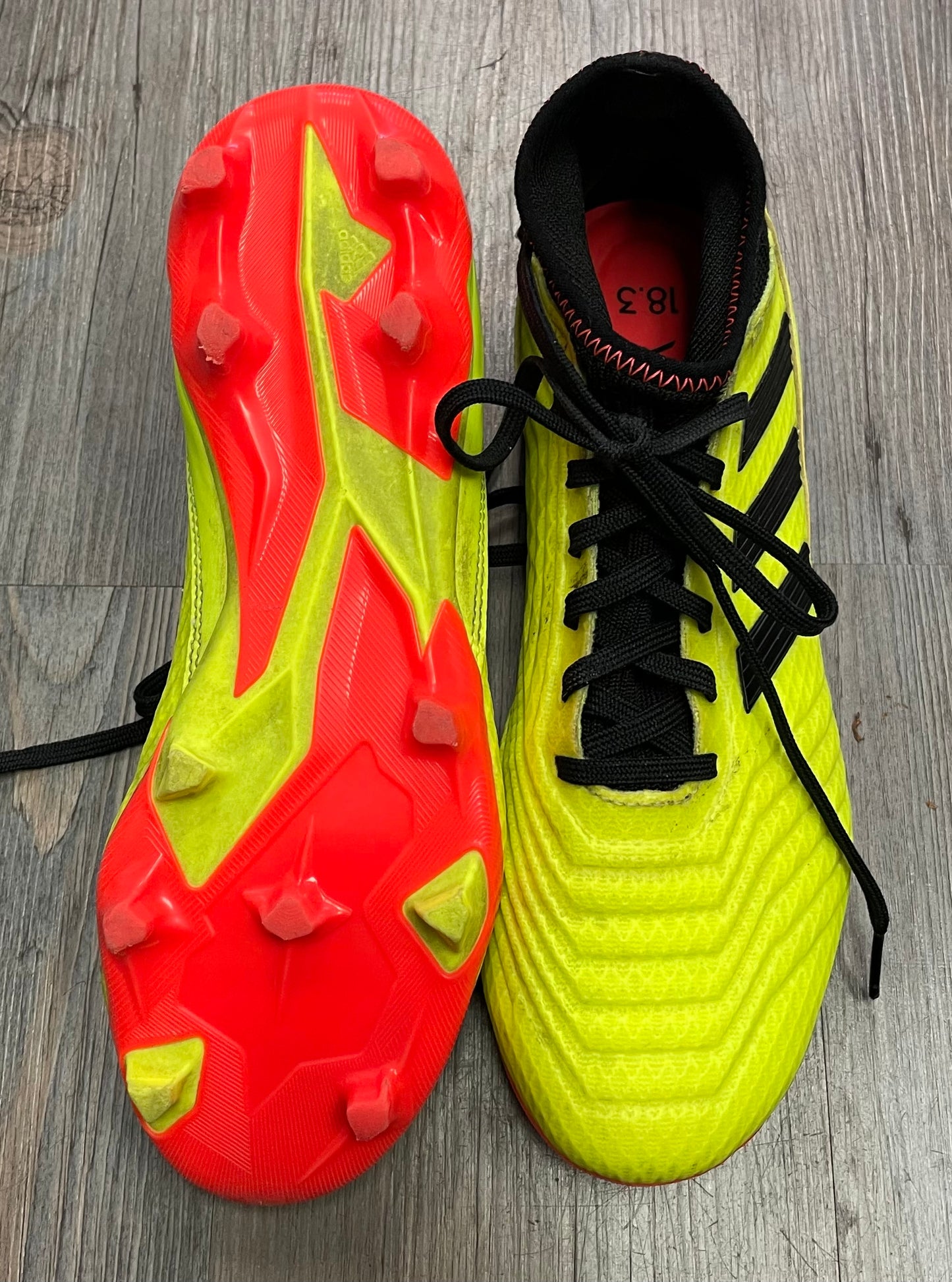 Yellow  Adidas Soccer Cleats, 7.5Y