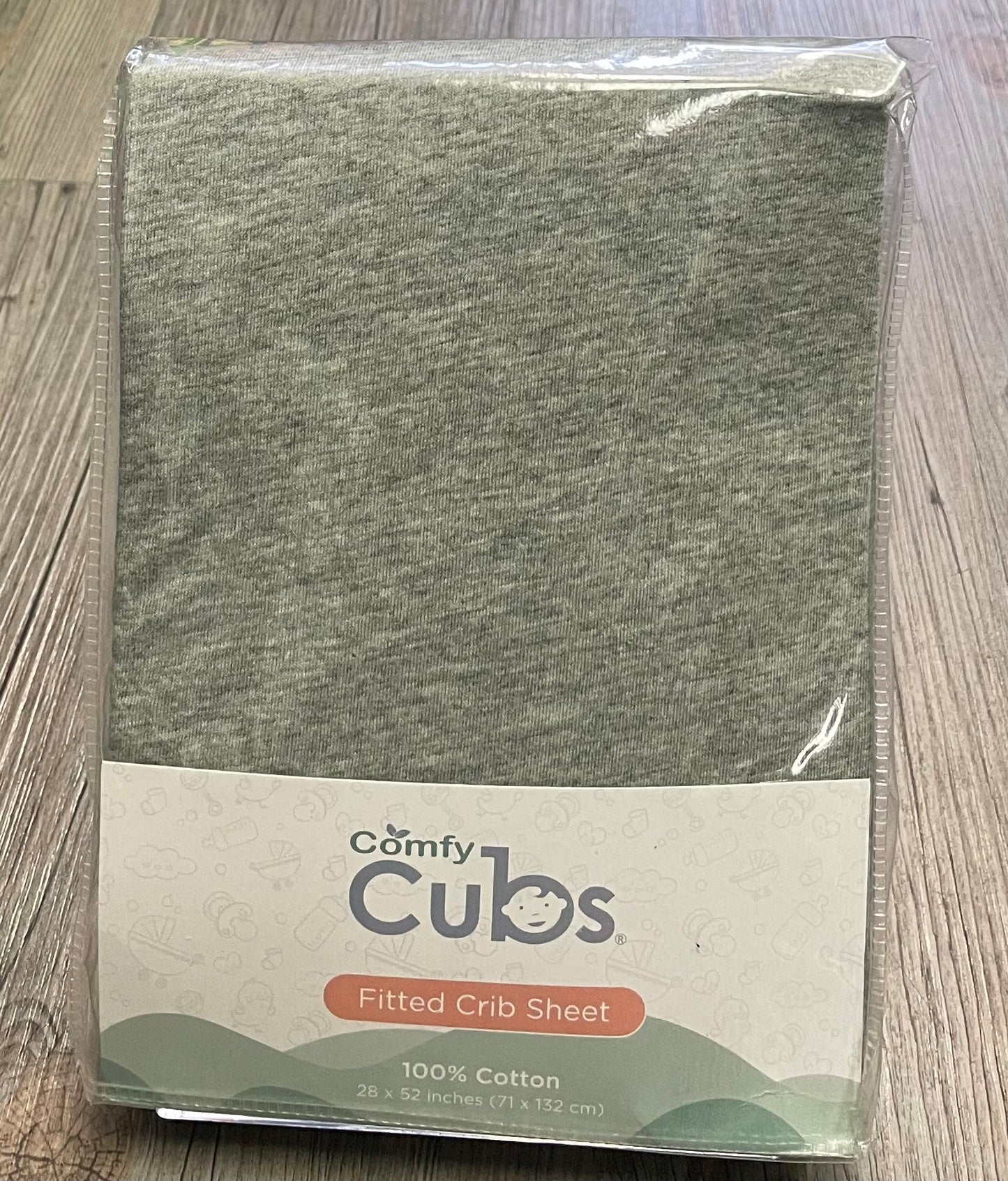 Grey  Comfy Cubs Crib Sheets, NEW