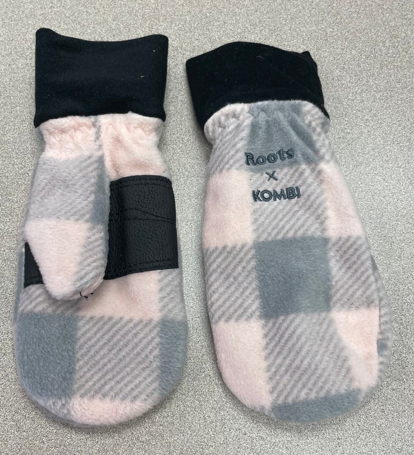Grey/pea  Roots Kombi Fleece Mitts, 4-5Y